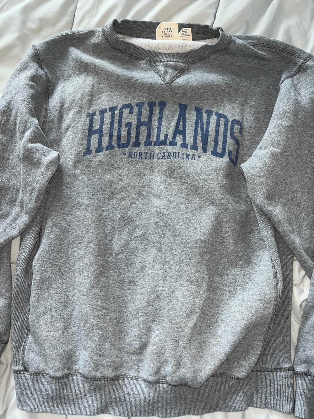 Blue 84 Gray Crewneck Sweatshirt with Blue 'HIGHLANDS' Print